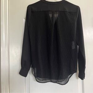 Anne Klein Black Long-Sleeved Blouse with Lace Back